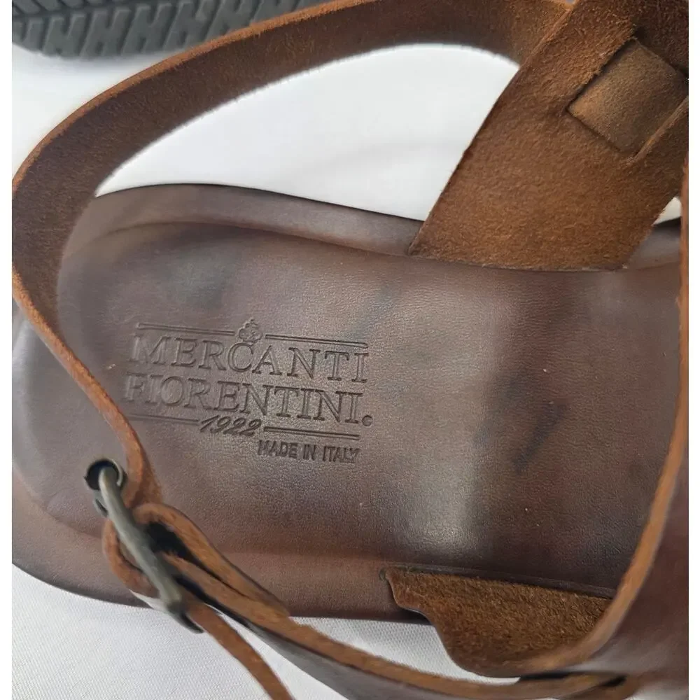 Mercanti Fiorentini Men's Double Strap Leather Sandals Size 12